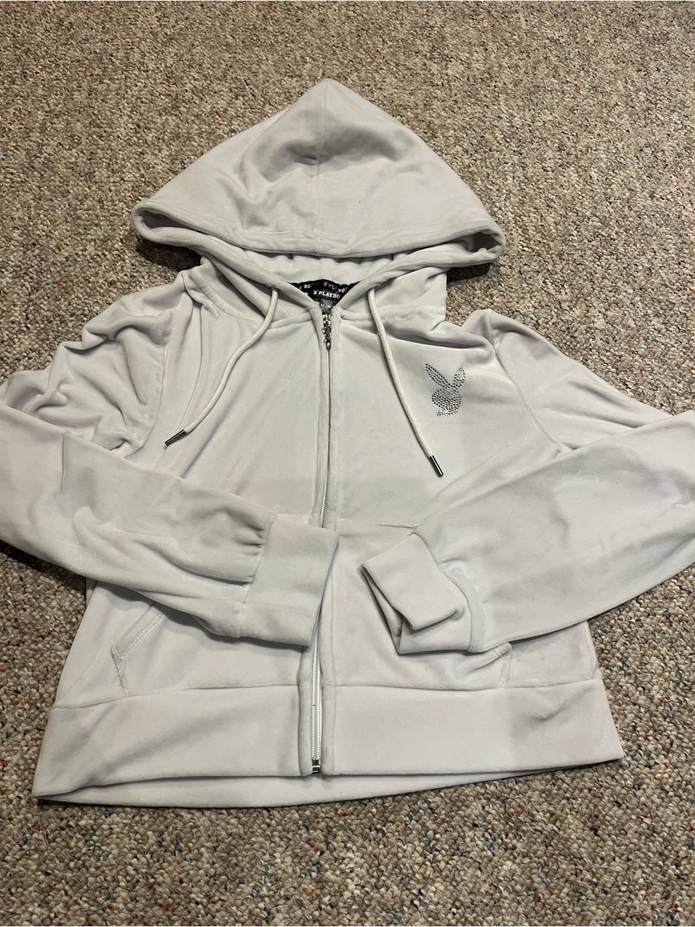 PLAYBOY Zip Hoodie with Rhinestone Bunny
